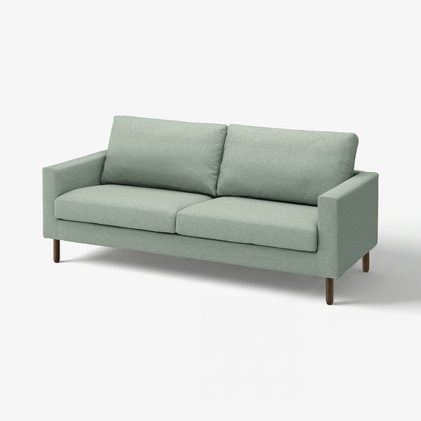 SALTSJÖBADEN-Sofa, hellgrau, weicher Stoff, rechteckige Form, Mid-Century-Stil.