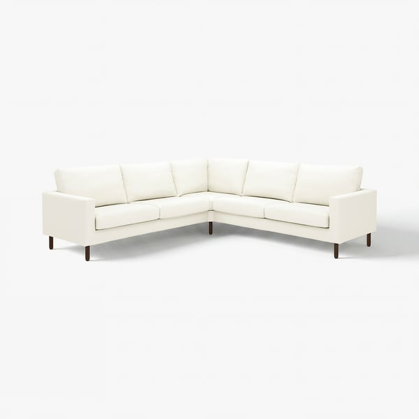 SALTSJÖBADEN Ecksofa, komplett weiß, modernes Design mit klaren Linien und abnehmbaren Kissen.