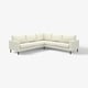 Ein SALTSJÖBADEN off-white Ecksofa mit minimalistischem Design, mit stützenden Taschenfedern und abnehmbaren, waschbaren Bezügen.