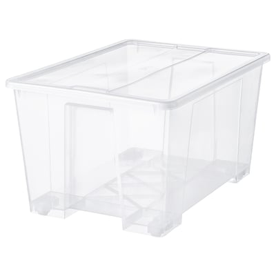 Durchsichtige Aufbewahrungsbox aus Kunststoff mit Rädern, geeignet für schwere Gegenstände, transparent, um den Inhalt zu sehen, einschließlich abschließbarem Deckel.