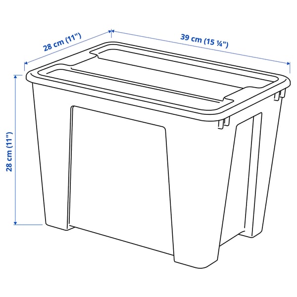SAMLA Box mit Deckel, transparent, 39x28x28 cm/22 l