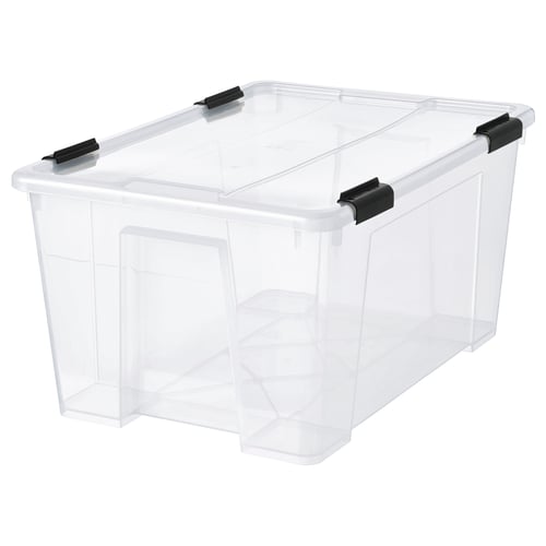 SAMLA Box mit Deckel/Verschlussklips, transparent/schwarz, 57x39x29 cm/45 l