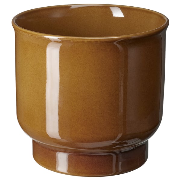 SAMMETSSYREN Übertopf, drinnen/draußen/ocker, 19 cm