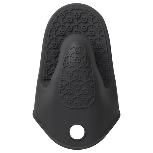 SANDVIVA schwarzer Silikon-Ofenhandschuh, hitzebeständiger, strukturierter Griff, zum Aufhängen zur Aufbewahrung.