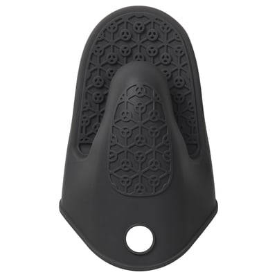 SANDVIVA schwarzer Silikon-Ofenhandschuh, hitzebeständiger, strukturierter Griff, zum Aufhängen zur Aufbewahrung.