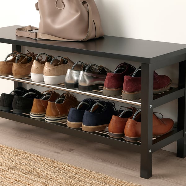 Das Schuhregal, SITTPINNE, fasst 10 Paar. Formt und organisiert Schuhe. Oberes Regal für Taschen.