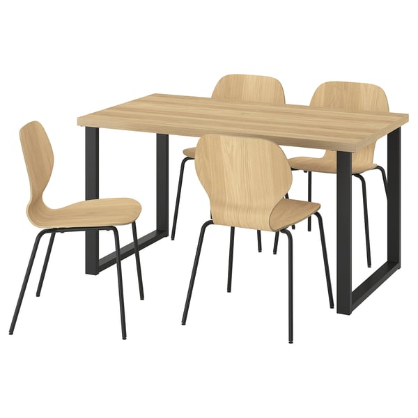 SKÅLSTA Tisch und 4 Stühle, Eichenachbildung u-förmig schwarzgrau/Eichenfurnier röhrenförmiges Metall/schwarzgrau, 140x80 cm
