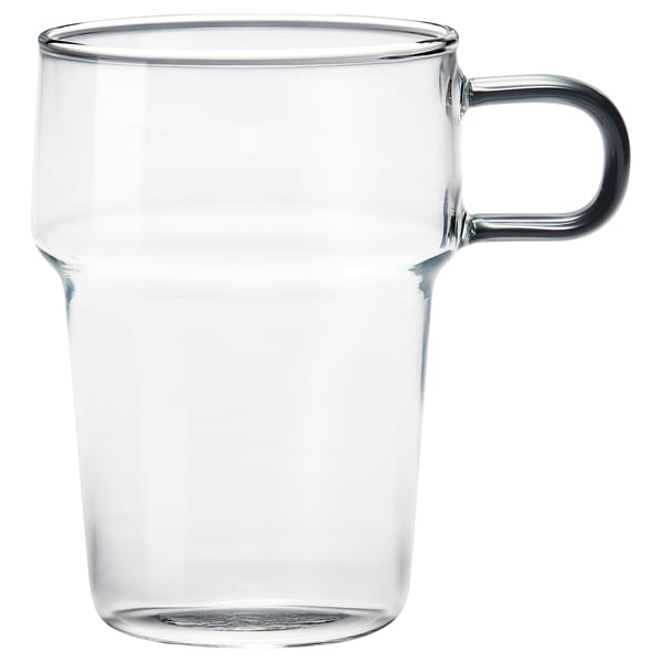 Klarglasbecher SKINNFISK, hitzebeständiges, schlankes Design mit Henkel.