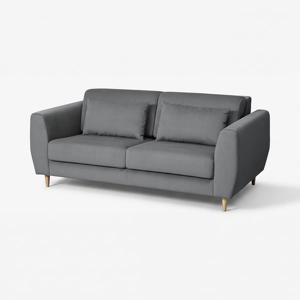 Graues SLATORP-Sofa, modernes Design mit Holzbeinen, bequemen Polstern.