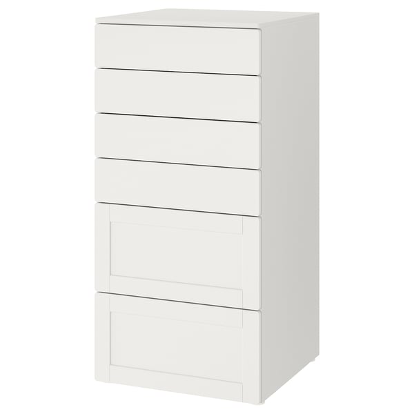 Weiße SMÅSTAD-Kommode mit 6 Schubladen, minimalistisches Design.