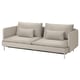 SÖDERHAMN Sofabett, beige, modern, niedrigprofilig, plüschige Kissen, minimalistisches Design.