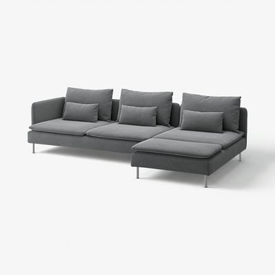 SÖDERHAMN graues Ecksofa, weiche, tiefe Sitze, sauberes Design, Chrombeine, 10 Jahre Garantie.