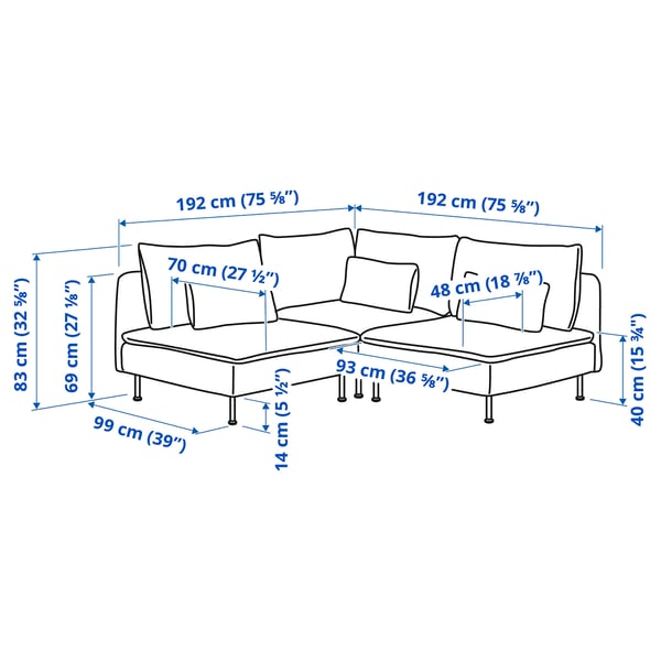SÖDERHAMN Ecksofa 3-sitzig, Fridtuna hellbeige