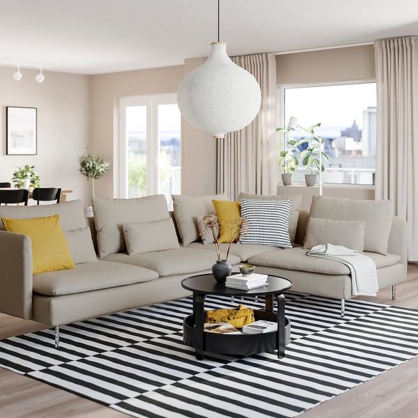 SÖDERHAMN Ecksofa 4-sitzig, ohne Abschluss/Fridtuna hellbeige
