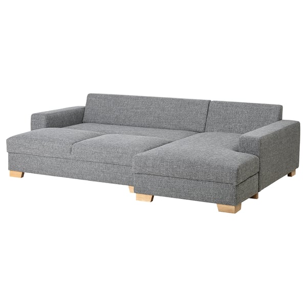 Modernes graues SÖRVALLEN-Sofa mit Chaiselongue, Holzbeinen, minimalistischem Design.