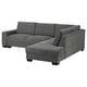 Graues SÖRVALLEN Sektionssofa mit Chaiselongue, Stoff und Holz, modernes, minimalistisches Design.