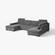 Modernes, graues U-förmiges Sofa mit Chaiselongue, minimalistischem skandinavischem Design.