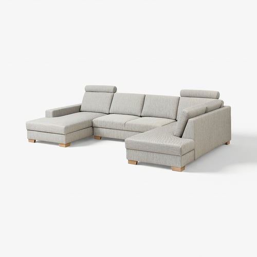 Modernes, graues U-förmiges SÖRVALLEN-Sofa mit hellen Eichenbeinen, minimalistischem Design.