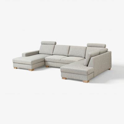 Modernes, graues U-förmiges SÖRVALLEN-Sofa mit hellen Eichenbeinen, minimalistischem Design.
