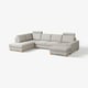 Hellgraues SÖRVALLEN-Ecksofa, moderner skandinavischer Stil, U-Form mit Chaiselongue.