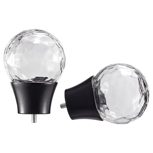 SOLBLOMMOSSA Endstück 2 Stück, schwarz/Glas