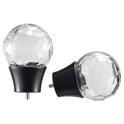 SOLBLOMMOSSA Endstück 2 Stück, schwarz/Glas