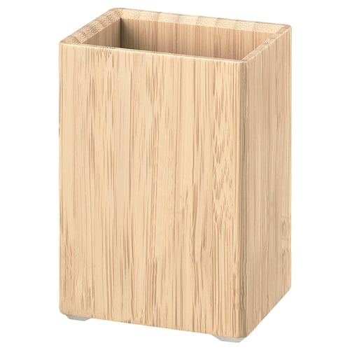 STEGESUND Bambusmülleimer, quadratisch hellbraun, modernes Design.