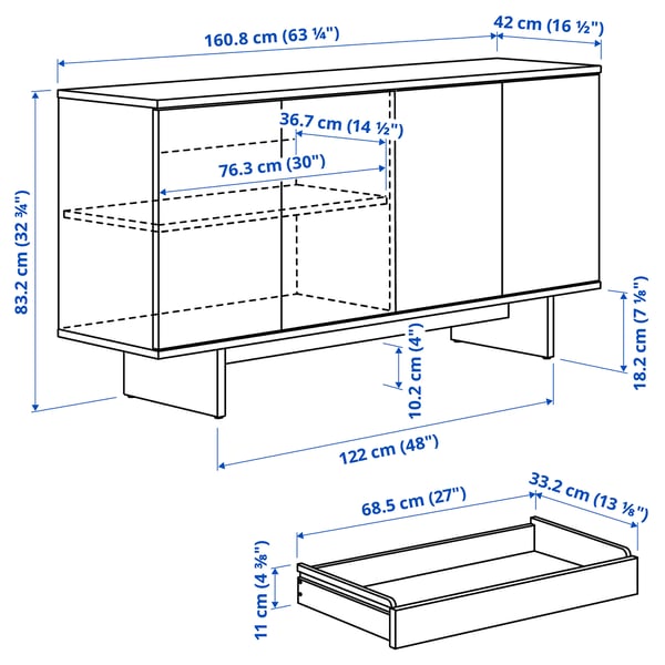 STOCKHOLM 2025 Sideboard, Eichenfurnier, 161x42x83 cm