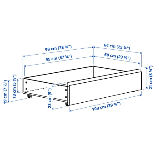 STORKLINTA Bettkasten 2er-Set, Eichenachbildung, 200 cm