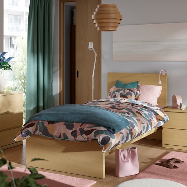 STORKLINTA Schlafzimmermöbel 3er-Set, Eichenachbildung, 90x200 cm