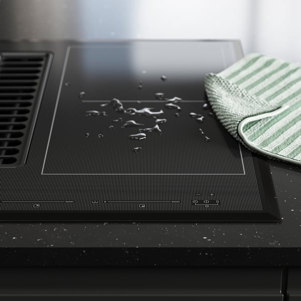 TÄCKNAN Induktionskochf/Dunstabzug+Umluftbe, IKEA 500/schwarz