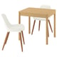 TONSTAD / GRÖNSTA Tisch und 2 Stühle, Eichenfurnier/weiß, 80/120x70 cm