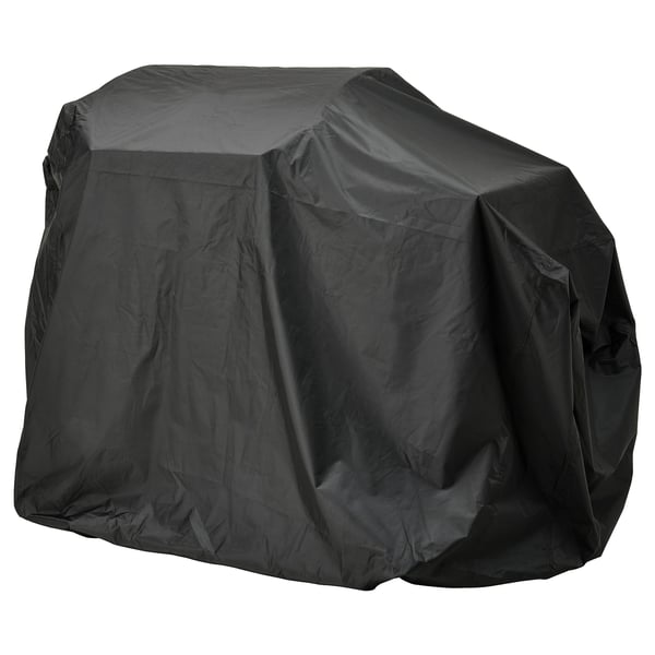 Schwarze TOSTERÖ Abdeckung, wasserdicht, passend für 4-Sitzer-Terrassensets. Glänzender Stoff, schlichtes Design.