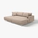Ein UPPÅKRA-Sofa, beige, modulares Design mit quadratischen Kissen und Metallbeinen.