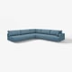Ein UPPÅKRA blaues Ecksofa. Es hat ein schlankes, modernes Design mit stützenden Polstern und Metallbeinen.