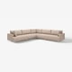 Modernes U-förmiges Sofa, beige, Stoff, große Kissen, Chrombeine.
