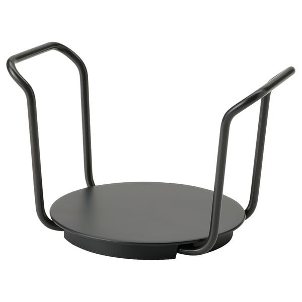 UPPDATERA, schwarz, runder Tellerhalter, Metallgriffe, schützt Teller.