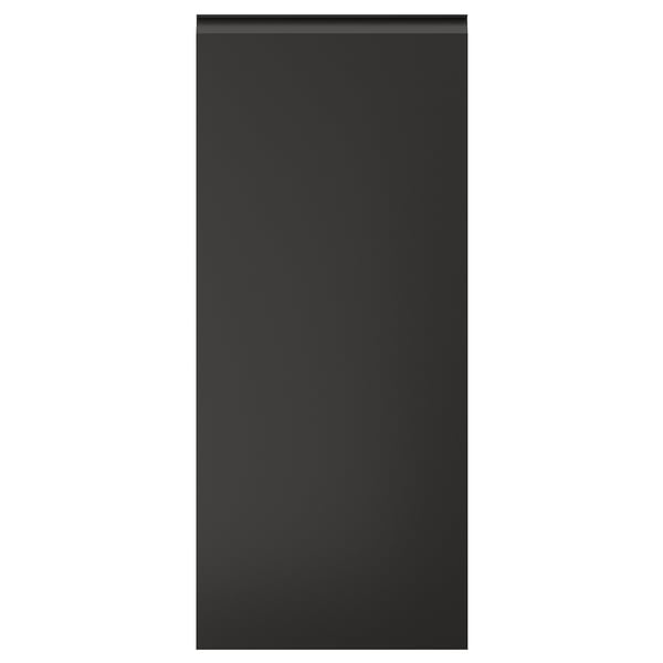 Schwarze rechteckige Küchenschranktür mit schlankem, modernem Design und integriertem Griff.