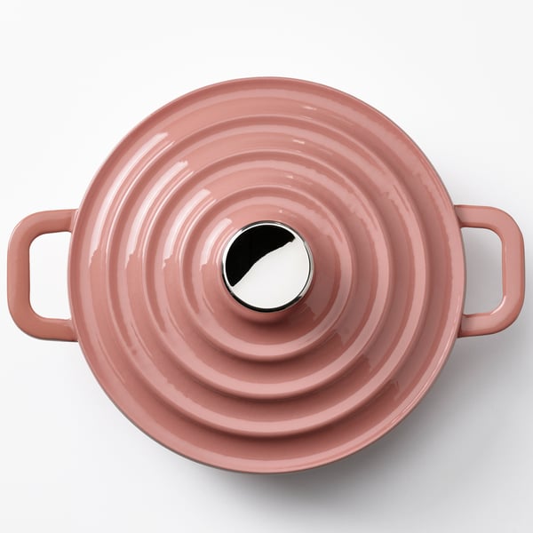 VARDAGEN Topf mit Deckel, emailliertes Gusseisen hellrosa, 2.5 l