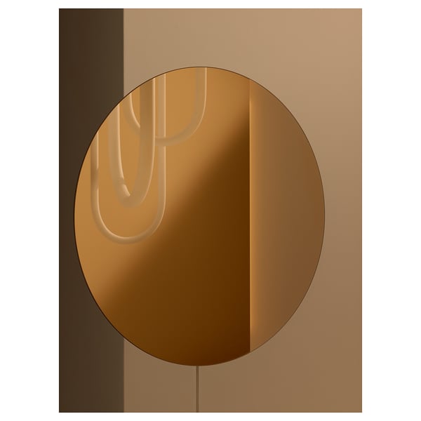 Runde Lampe aus Bronze mit gewelltem Spiegeldesign.