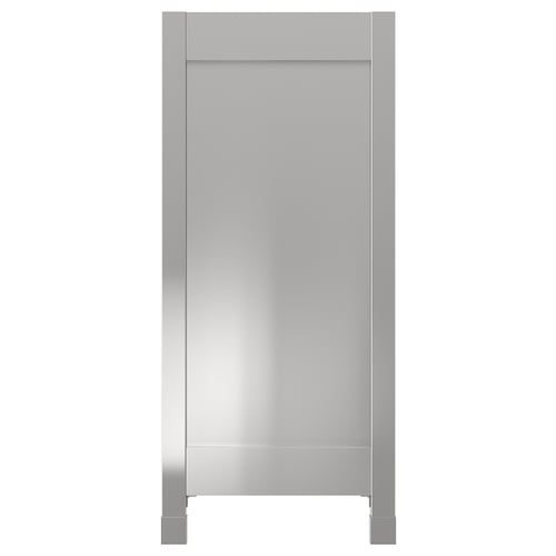 Ein Küchenschrank aus Edelstahl von VÅRSTA in einem schlanken, modernen Design mit klaren Linien und zwei Beinen.