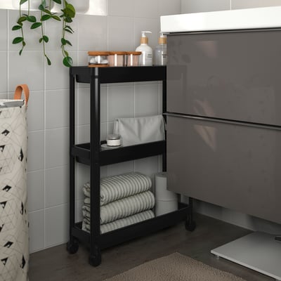 VESKEN Rollwagen, schwarz, 54x18x71 cm