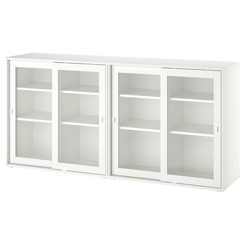 VIHALS Vitrine, weiß/Klarglas, 190x37x90 cm