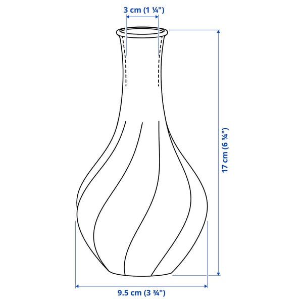 VILJESTARK Vase, Klarglas, 17 cm