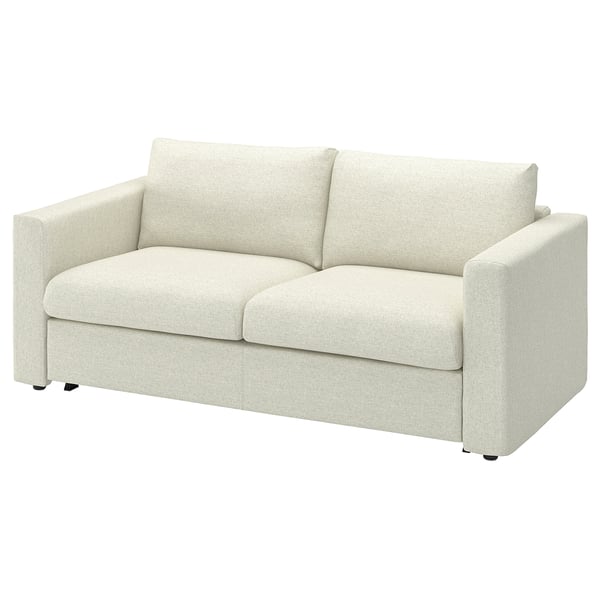 Ein hellbeigefarbenes, minimalistisches Schlafsofa mit glatter, rechteckiger Form und klaren Linien.