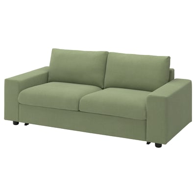 VIMLE 2er-Bettsofa, mit breiten Armlehnen/Mosshed graugrün