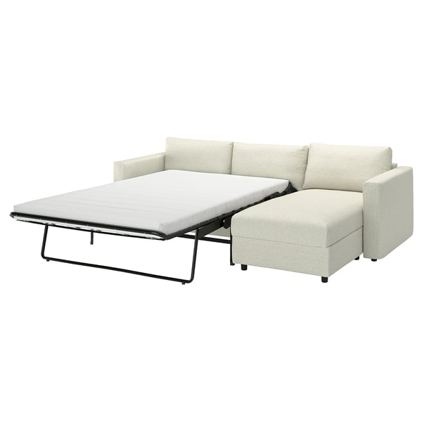 VIMLE 3er-Bettsofa mit Récamiere, Gunnared beige