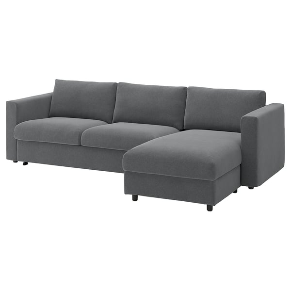 VIMLE 3er-Bettsofa mit Récamiere, Johanneshov dunkelgrau