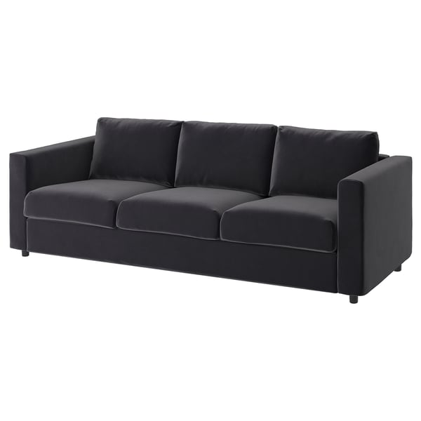 Ein dunkelgraues VIMLE Sofa mit einem modernen, schlanken Design.