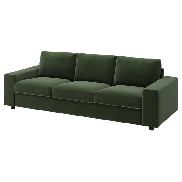 VIMLE 3er-Sofa, mit breiten Armlehnen/Johanneshov dunkelgrün